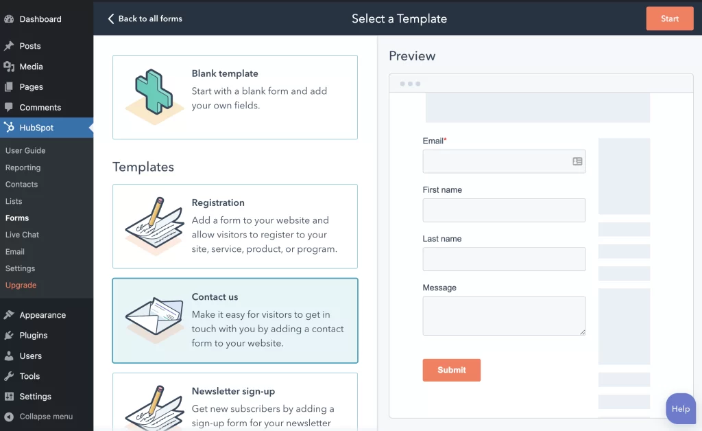 HubSpot WordPress Forms and Free Form Builder